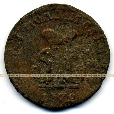 Старинная русская медная монета Российская Молдавия ПАРА 3 Деньги 1772 г