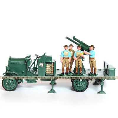 Набор оловянных солдатиков. Британское зенитное орудие с экипажем из 4 солдат, период Первой Мировой Войны.