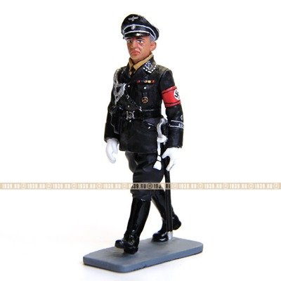 Коллекционный оловянный солдатик марширующий офицер в черной униформе Allgemeine-SS
