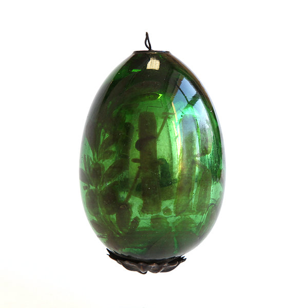 Православный подарок! Старинное Пасхальное Яйцо 7 см зеленого цвета с буквами 