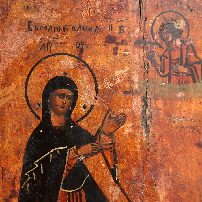 Старинная деревянная икона Пресвятая Богородица Боголюбская (
