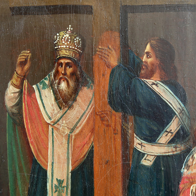 Старинная икона Воздвижение Креста Господня 