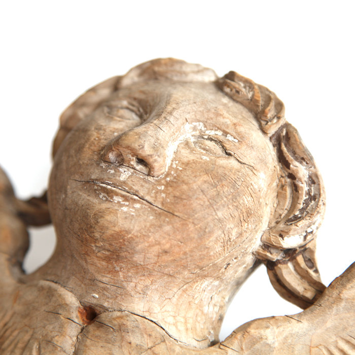 Редкая старинная резная деревянная скульптура Ангела-Херувима. Россия, Архангельск 1750-1790 год