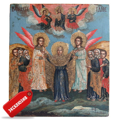 Старинная икона «Вознесение Господне», музейного уровня. Русский север XVIII век.