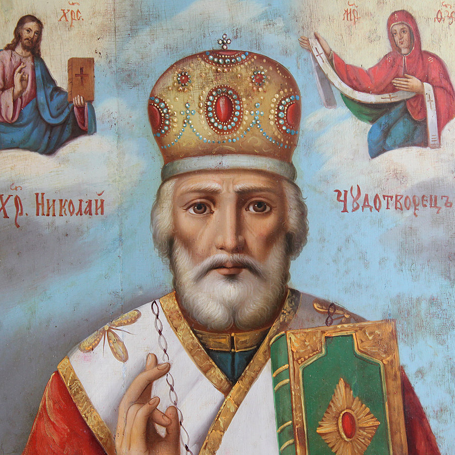 Старинная икона Святого Николая Чудотворца, 