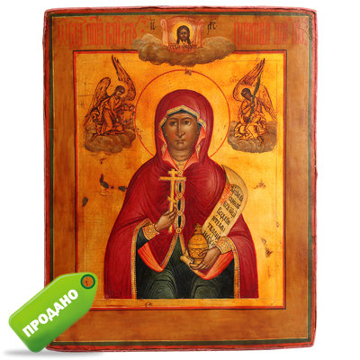 Старинная икона Святая мученица Параскева Пятница «бабья заступница и покровительница торговли». Россия XIX век.