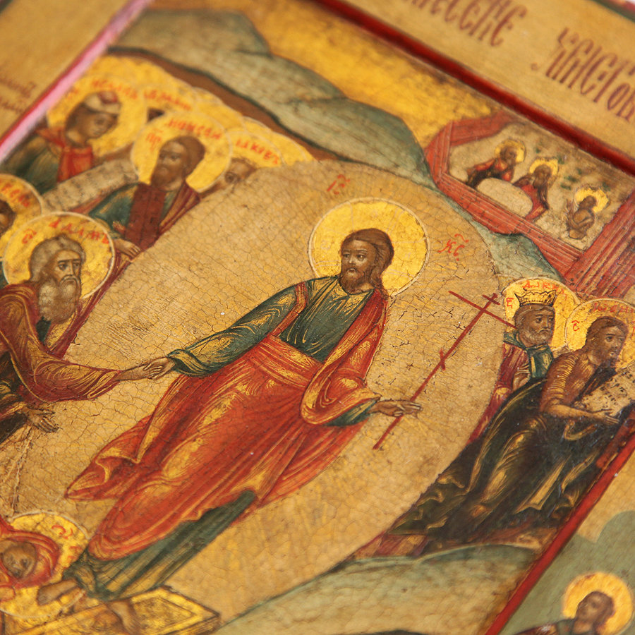 Икона на Пасху! Старинная икона на «Праздников Праздник» Воскресение Христово. Россия XIX век.