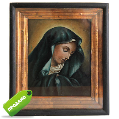 Старинная икона Пресвятая Дева Матерь Божья благая Богородица - Mater Dolorosa. Россия XIX век.
