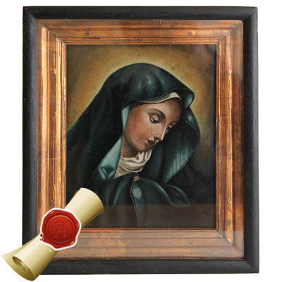 Старинная икона Пресвятая Дева Матерь Божья благая Богородица - Mater Dolorosa. Россия XIX век.