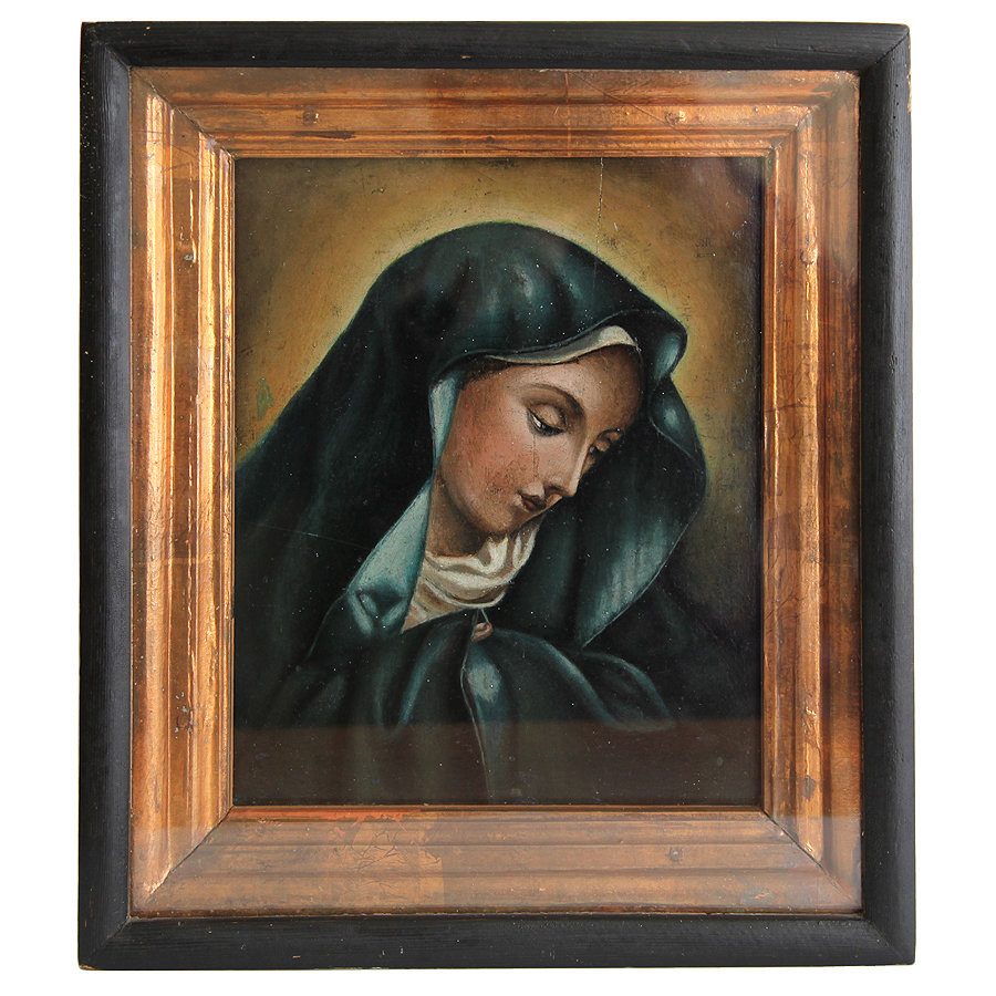 Старинная икона Пресвятая Дева Матерь Божья благая Богородица - Mater Dolorosa. Россия XIX век.