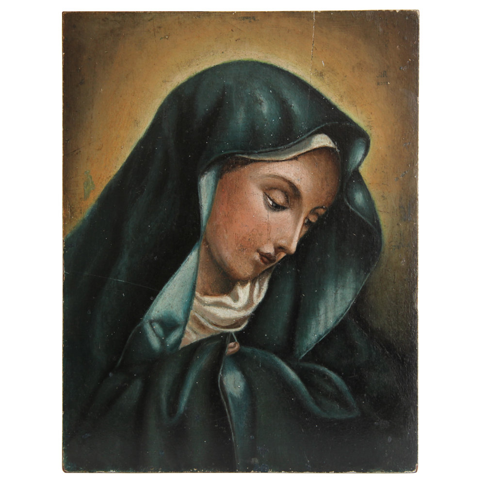 Старинная икона Пресвятая Дева Матерь Божья благая Богородица - Mater Dolorosa. Россия XIX век.