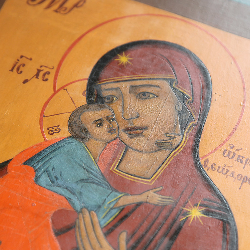 Старинная икона для женщин, икона Феодоровской Пресвятой Богородицы. Россия 1850-1860 год