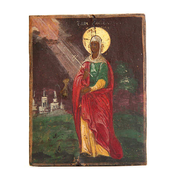 Старинная икона Святая Царица Александра Римская, в посеребренном окладе. Россия 1860-1870 год
