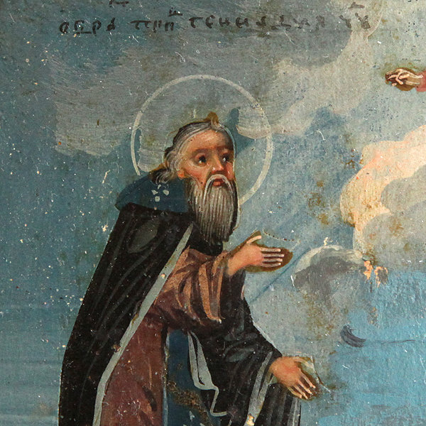 Старинная икона для сохранения финансового достатка, Святой преподобный Геннадий Ватопедский. Россия 1850-1870 год
