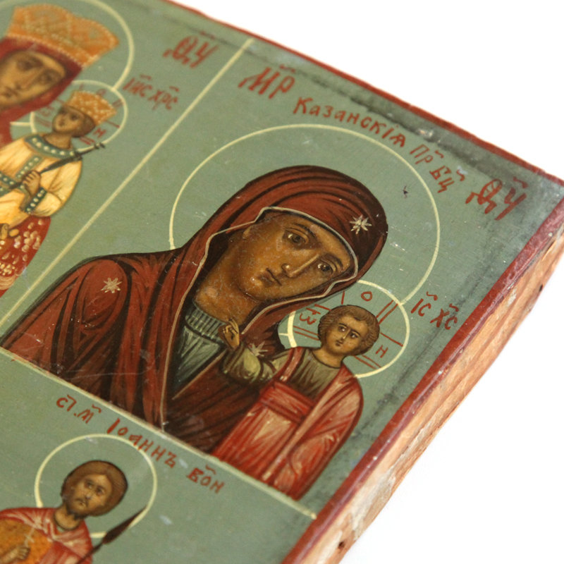 Старинная четырехчастная икона для молодой девушки. Избранные покровители. Россия 1850-1860 год