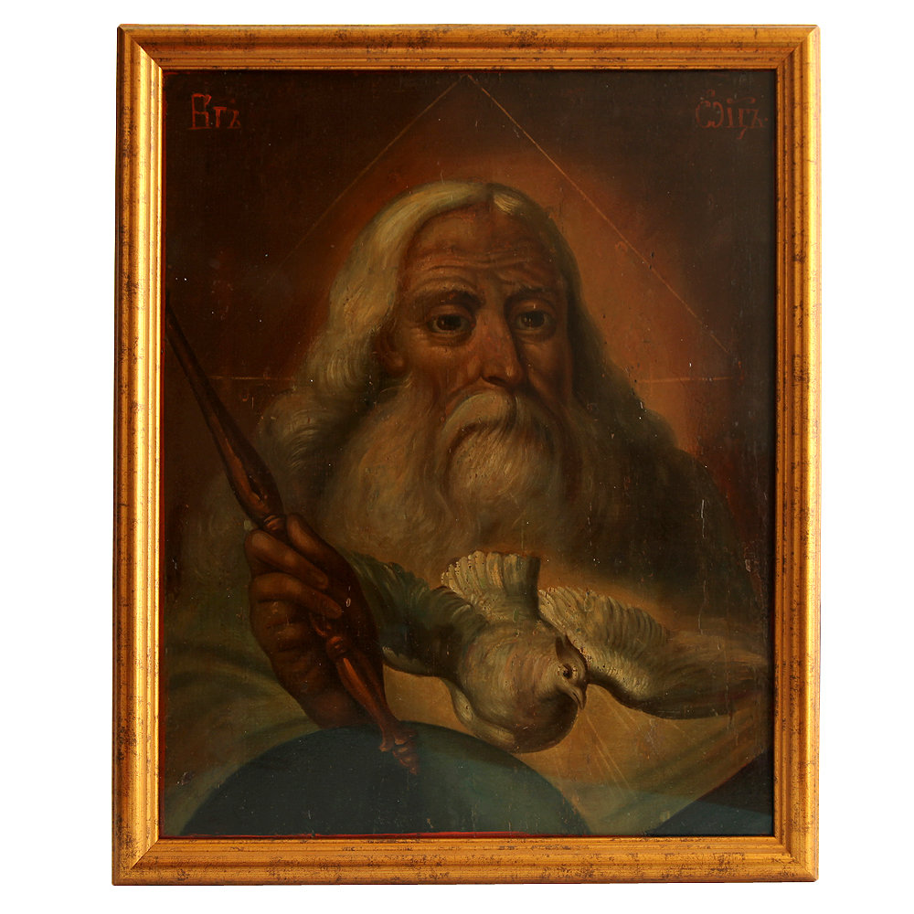 Редкая икона Бога Отца или Господа Саваофа по мотивам Giovanni Battista Piazzetta. Санкт-Петербург 1820-1850 гг.