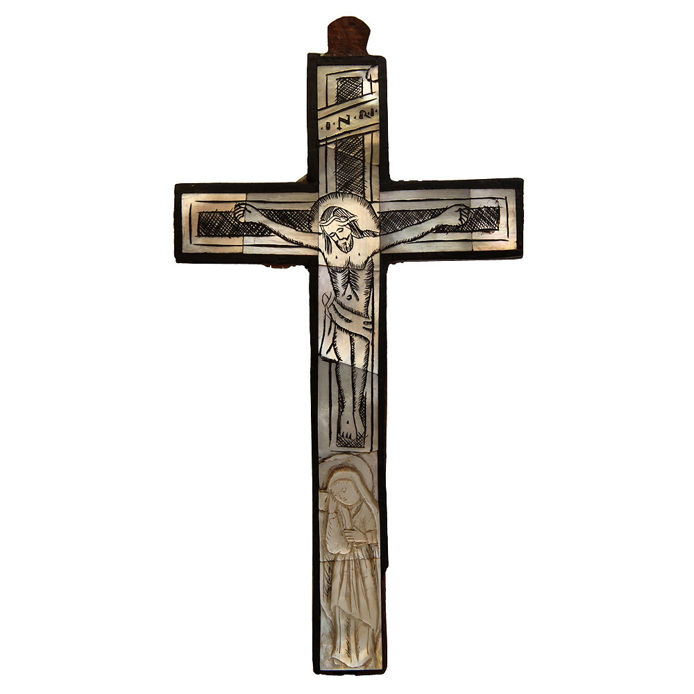 Старинный крест-реликварий с  14 мощевиками и частицами святой земли с Крестного пути на Голгофу. Палестина, Иерусалим 1870-1900 год