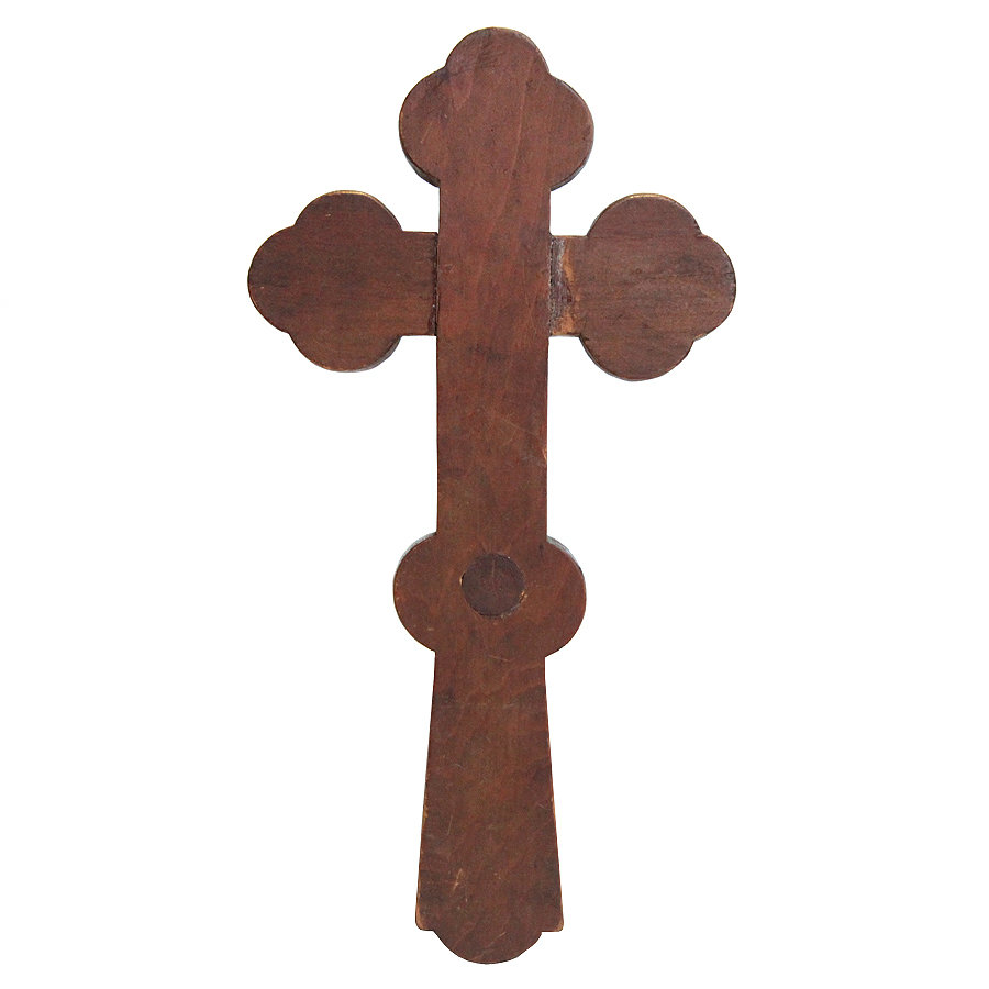 Редкий старинный напрестольный богослужебный крест-реликварий с вставкой из оливкового дерева Гефсиманского Сада. Палестина, Иерусалим 1890-1900 год