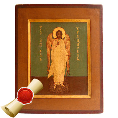 Редкая старинная икона Ангела Хранителя посланника Божиего. Россия 1880-1890 год