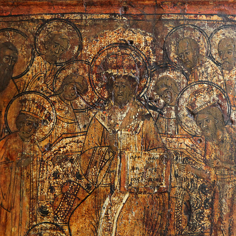 Старинная икона Седмица или икона Спас на троне. Русский Север 1740-1760 год