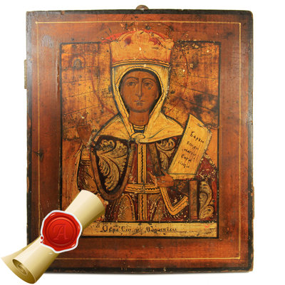 Старинная икона святой Параскевы, нареченной Пятницею. Россия, с. Холуй 1850-1890 год