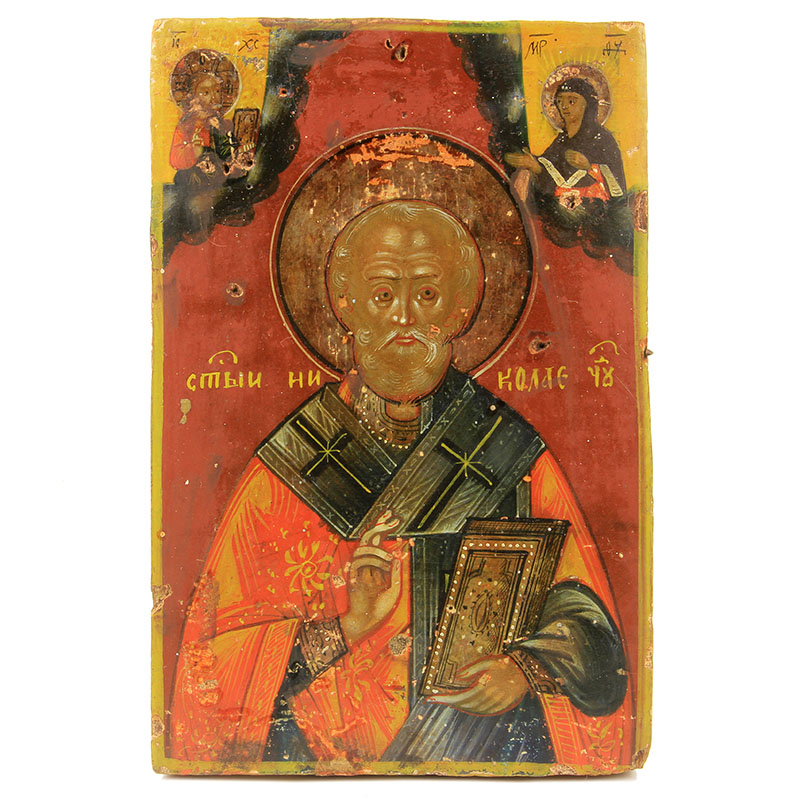Старинная икона Николая Чудотворца 