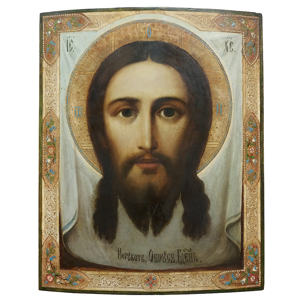 Старинная крупноформатная икона Нерукотворный Образ Господень. Россия 1880-1910 год