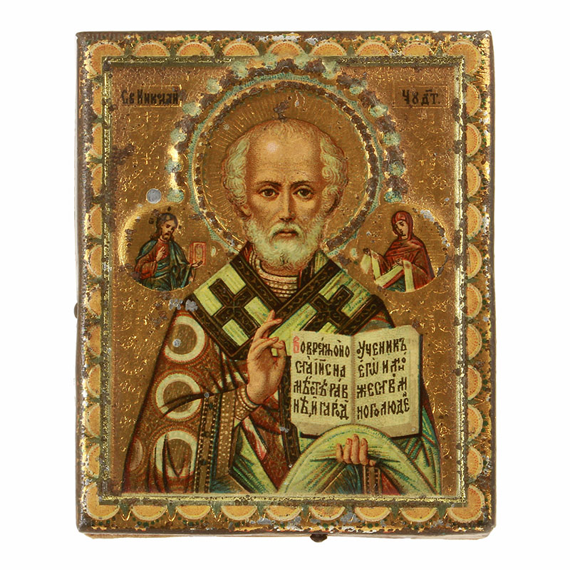 Старинная икона святитель Николай Чудотворец или Никола Угодник. Россия, Москва 1885-1899 год