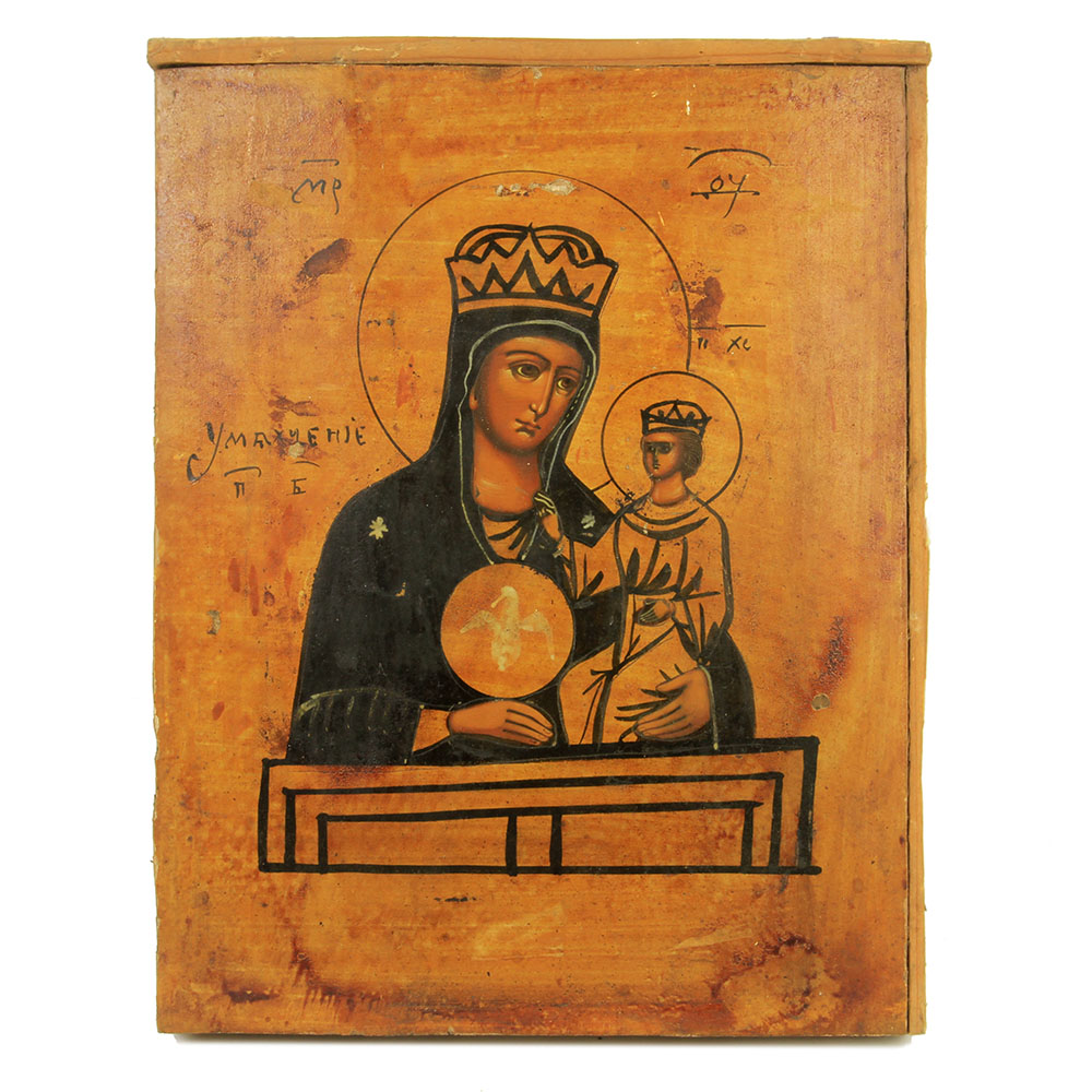 Старинная икона Богородицы Умягчение Злых Сердец, Богородица Ченстоховская. Россия 1880-1900 год