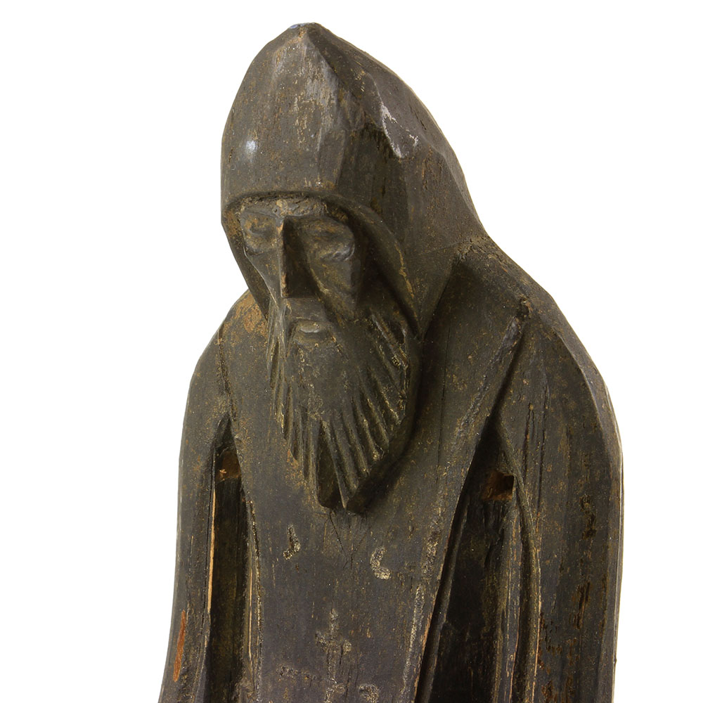 Старинная резная скульптура святой преподобный Нил Столобенский. Россия, Нило-Столобенский монастырь 1870-1900 год