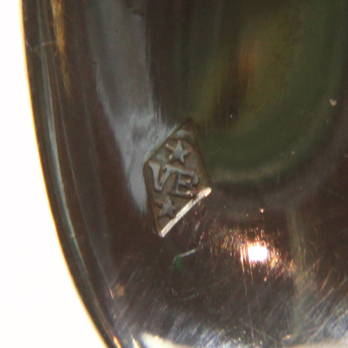 Антикварная серебряная ложечка на счастье или подарок на первый зубик, в синей коробочке №2. Франция, Париж 1897 год