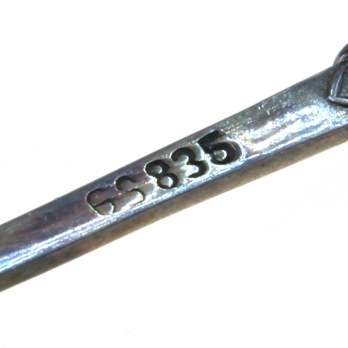 Антикварная серебряная ложечка на счастье или подарок на первый зубик, с символом дикой свинки №2. Веймарская Республика 1910-1920 год
