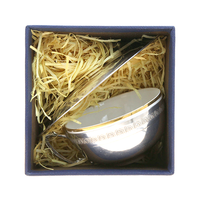 Старинная кофейная чашка из серебра в комплекте с серебряным блюдцем, кофейная пара №4. Подарок руководителю и кофеману. Португалия, Лиссабон 1885-1914 год