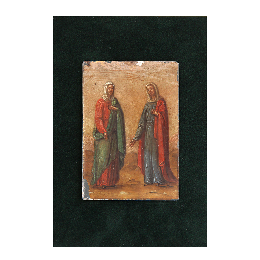 Старинная икона на 18 февраля небесных покровителей Святая мученица Агафия и Святая мученица Феодулия. Россия 1870-1890 год