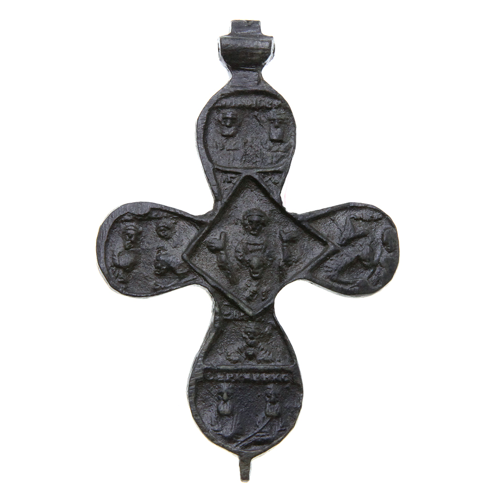 Крупный старинный бронзовый наперсный крест 