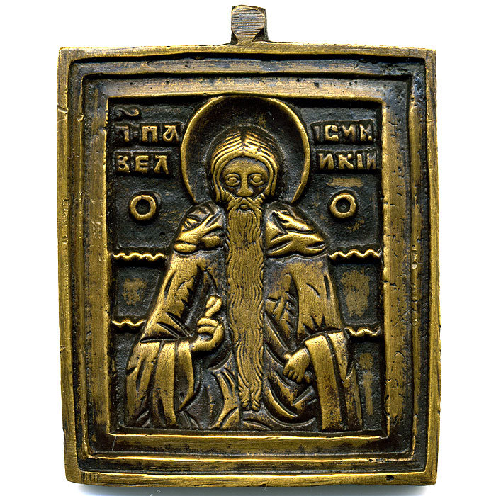 Старинная икона Святой Преподобный Паисий Великий, хранитель семьи и душевного равновесия. Россия 1850-1890 год