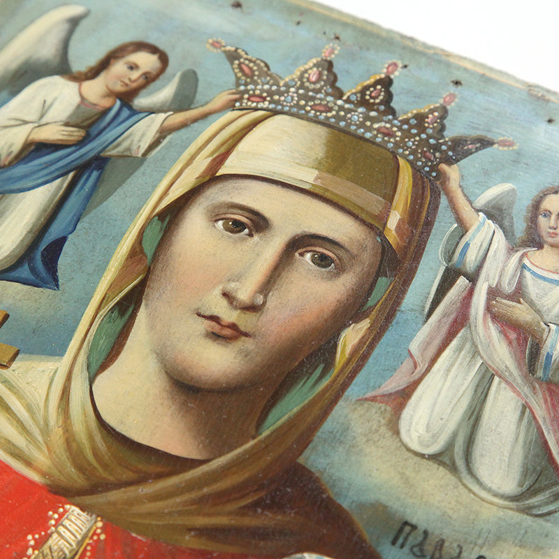 Старинная женская икона Святая Параскева Пятница «бабья заступница и покровительница торговли». Россия XIX век.