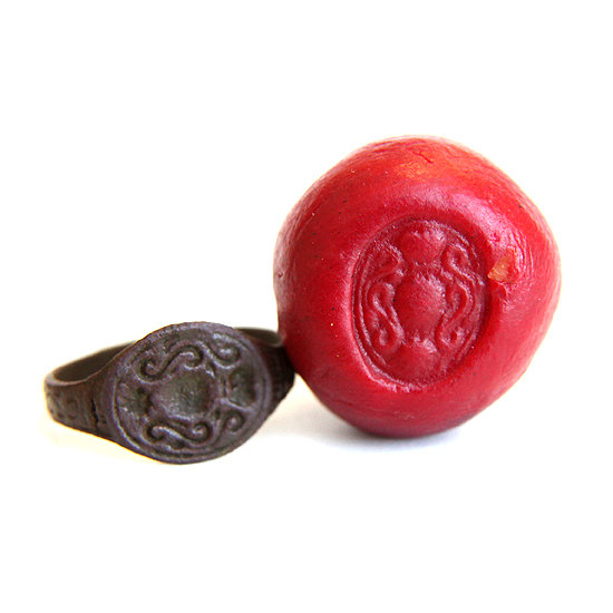 Старинный перстень печать с геральдическим символом, Россия 18-19 век.