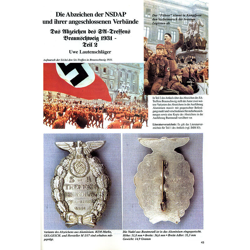 Militaria-Magazin #84. Журнал для коллекционеров наград и униформы Третьего Рейха.