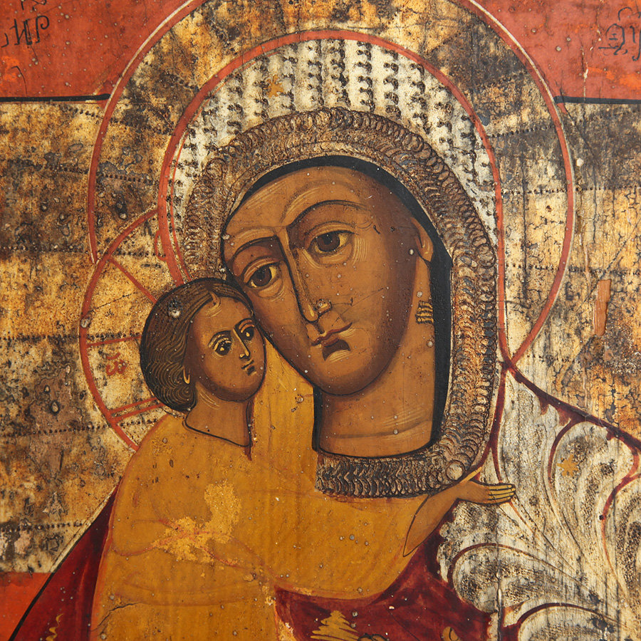 Большая старинная икона 19 века 