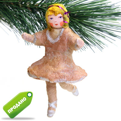 Коллекционная старинная елочная игрушка из ваты 