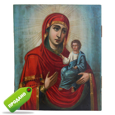 Старинная икона Божья Матерь Тихвинская, 