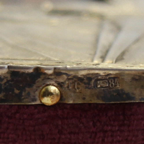 Cтаринная икона в серебряном окладе Святая Варвара Великомученица, серебро 84 пробы и именник мастера 