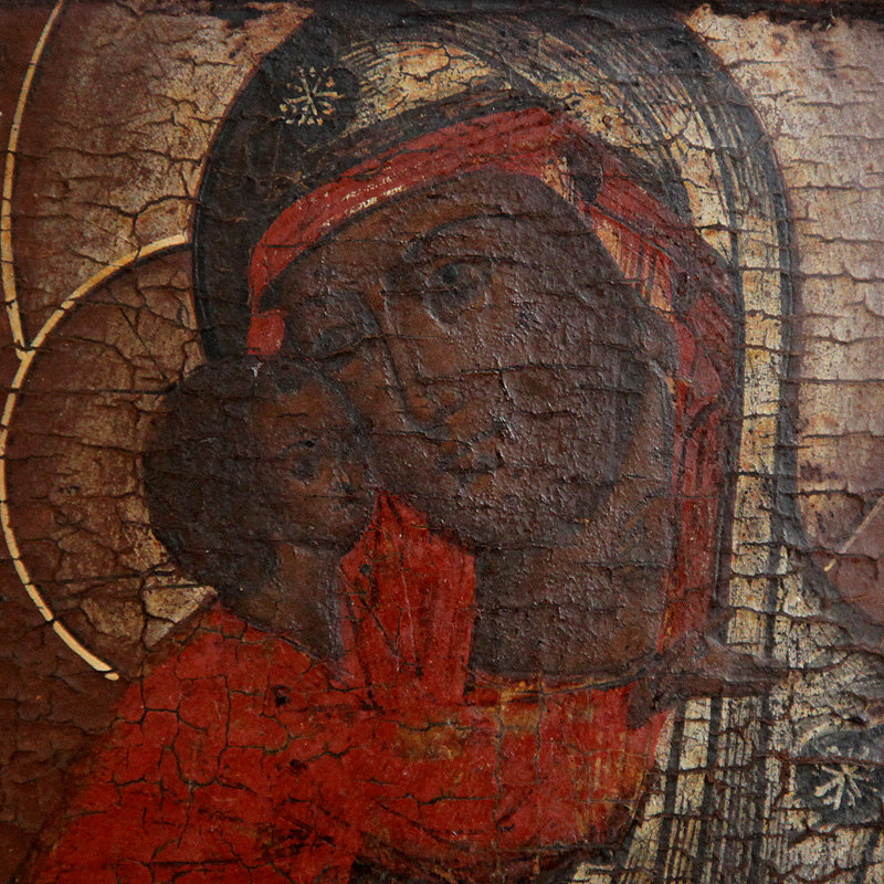 Старинная Феодоровская икона Божьей Матери, Поможительница в родах. Россия XIX век.