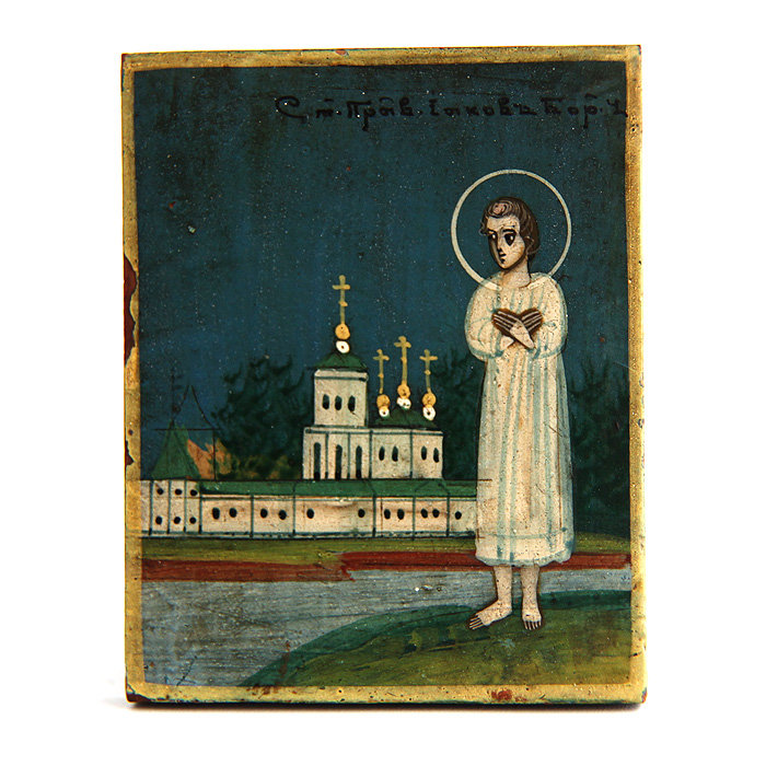 Миниатюрная старинная иконка святой Яков Праведный. Россия, Новгород 1870-1880 год