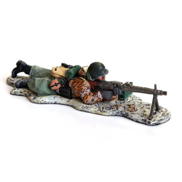 Коллекционный оловянный солдатик Стреляющий пулеметчик Waffen SS MG42 1944-1945