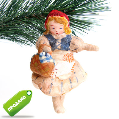 Коллекционная старинная елочная игрушка из ваты 