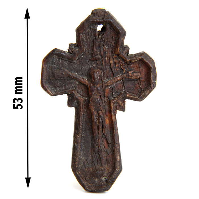 Старинный нательный крест из прессованного темного рога. Святая Земля, Иерусалим 1870-1890 год