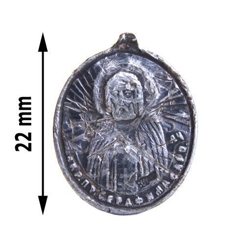 Старинная серебряная нательная иконка-образок Святой Серафим Саровский и Богородица 