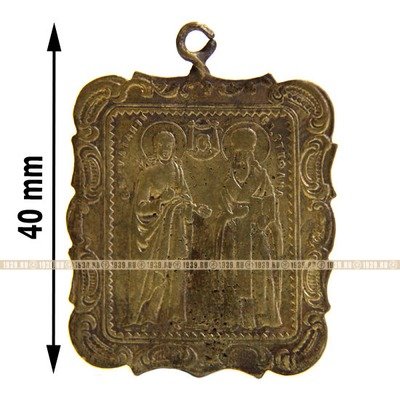 Старинная нательная иконка-образок Святой Стефан и Святая Иулиания. Россия 1900-1910 год